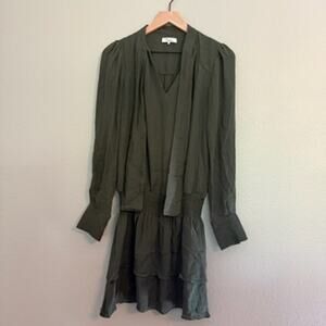 new parker long sleeve drop waist mini dress with neck tie size XS extra small